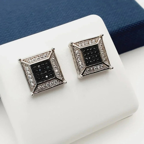 "925 Sterling Silver Plated CZ Earrings, EVBRS708 - Picture 3 of 10